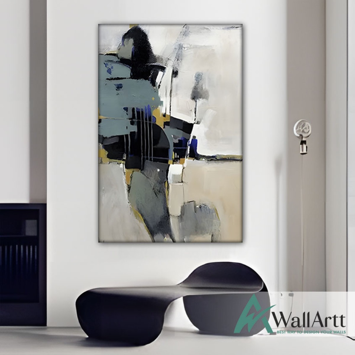 Abstract White & Grey I Textured Partial Oil Painting - Wall Art